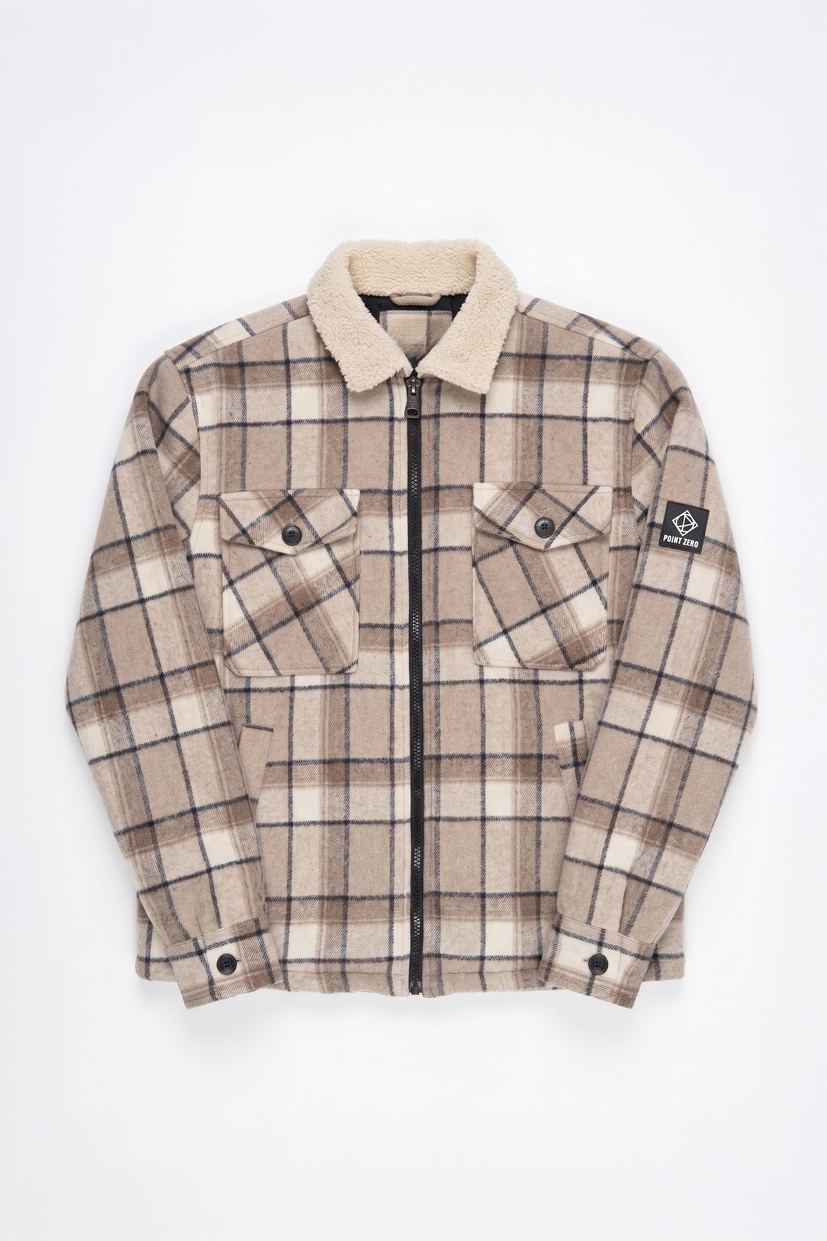 Dundas | Bonded Check Shirt Jacket With Sherpa Collar