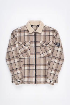 Dundas | Bonded Check Shirt Jacket With Sherpa Collar