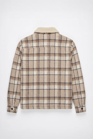 Dundas | Bonded Check Shirt Jacket With Sherpa Collar