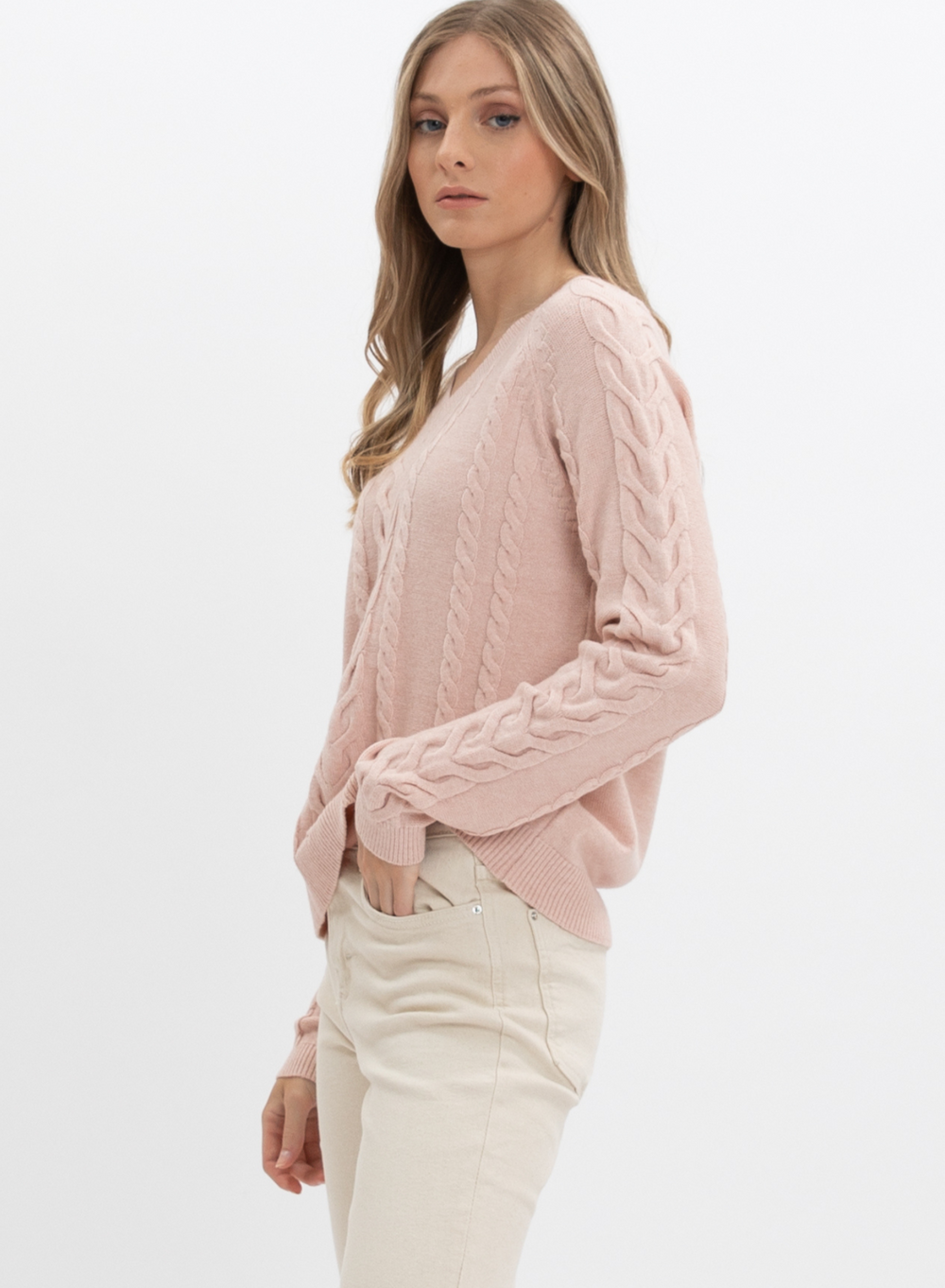 Pink 2025 cable sweater