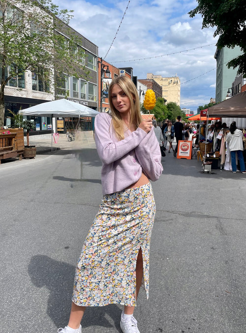 SASHA | Long floral printed skirt with slit || SASHA | Jupe longue à imprimé floral avec fente