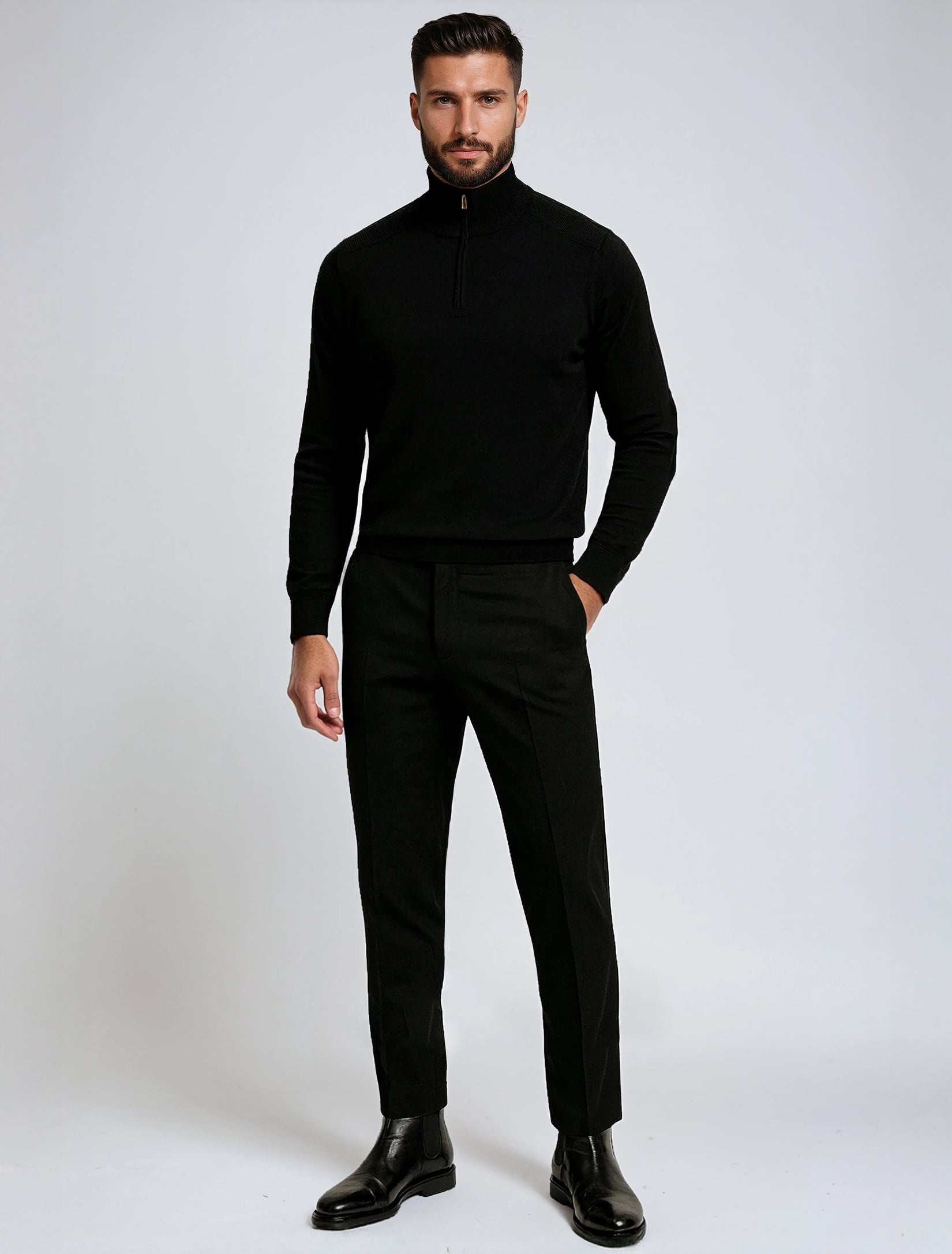 SHAY | Fine Gauge Mock Zip Sweater