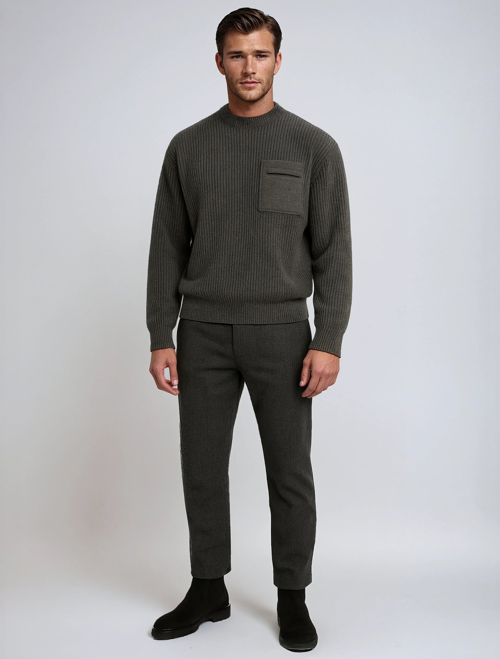 TYLER | Textured Shaker Knit Crewneck Sweater