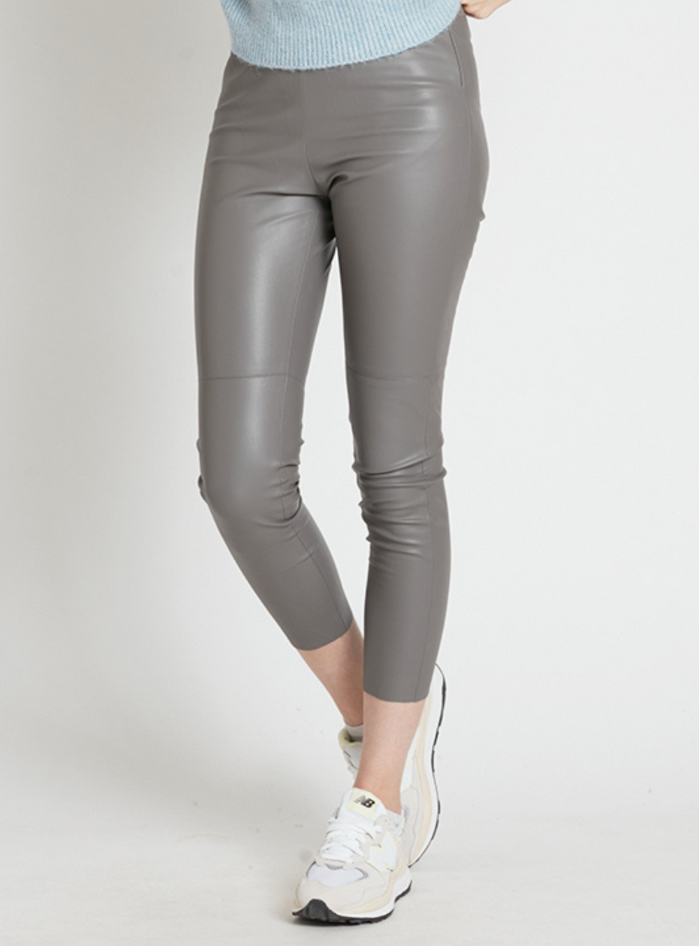 Grey leather cheap look leggings