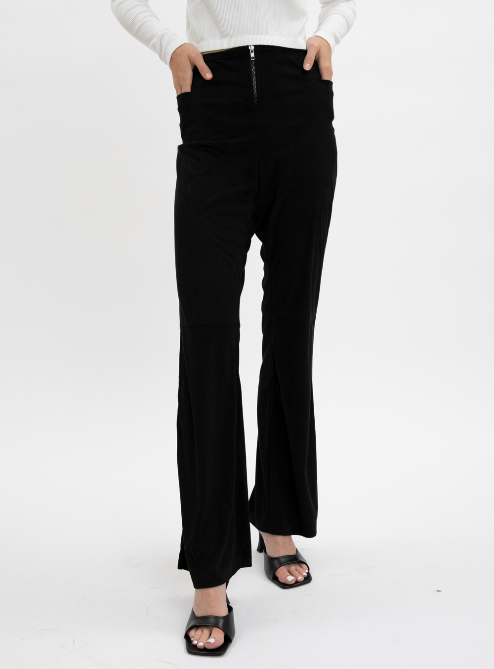 Flare bottom suede pants on sale