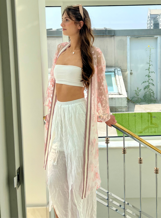 FLORA | Embroidered Tulle Kimono || FLORA | Kimono en tulle brodé