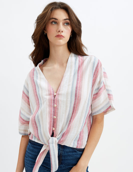 LILITH | Linen Short Sleeve Blouse ||REYA | Chemisier à manches courtes en lin