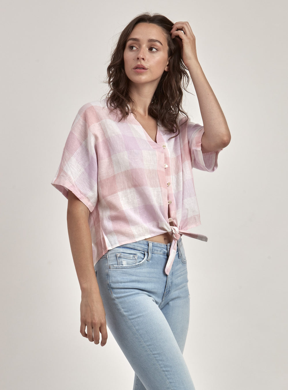 BIBITH | PLAID LINEN TOP || BIBIT | TOP EN LIN À CARREAUX