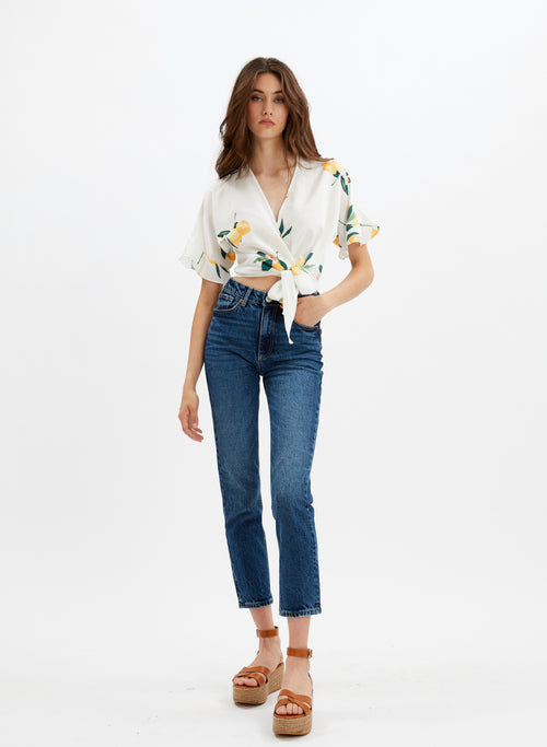 Becky Embroidered Hi-Lo Tops