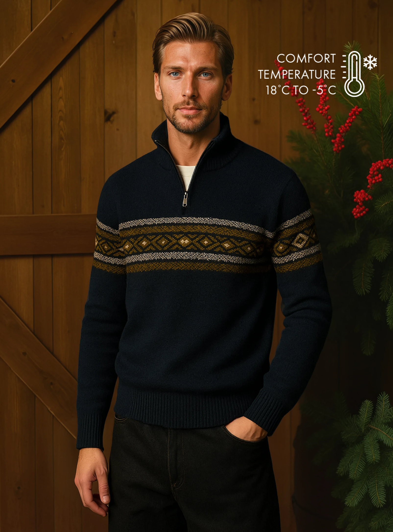 ETHAN | Bonded Chenille Micro-Fleece Quarter-Zip Sweater