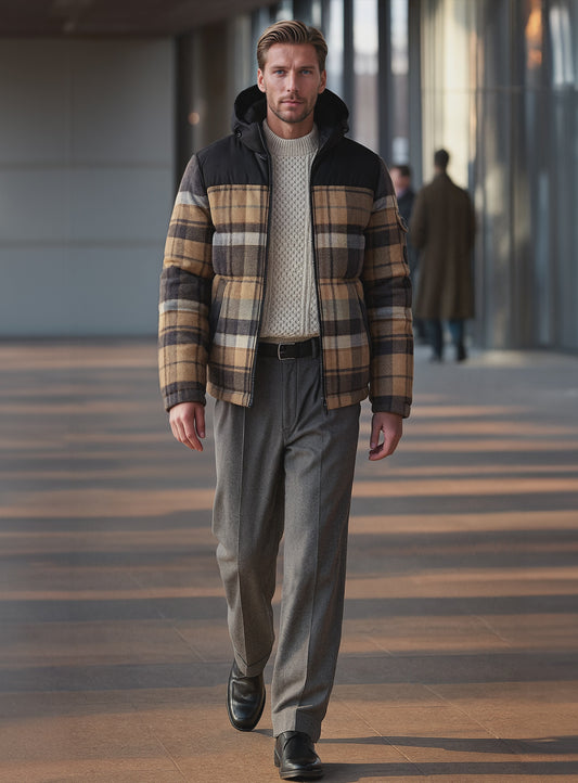 COURCHEVEL | Puffer Cashmere-Touch Printed Check|| COURCHEVEL | Doudoune Imprimée à Carreaux Toucher Cachemire