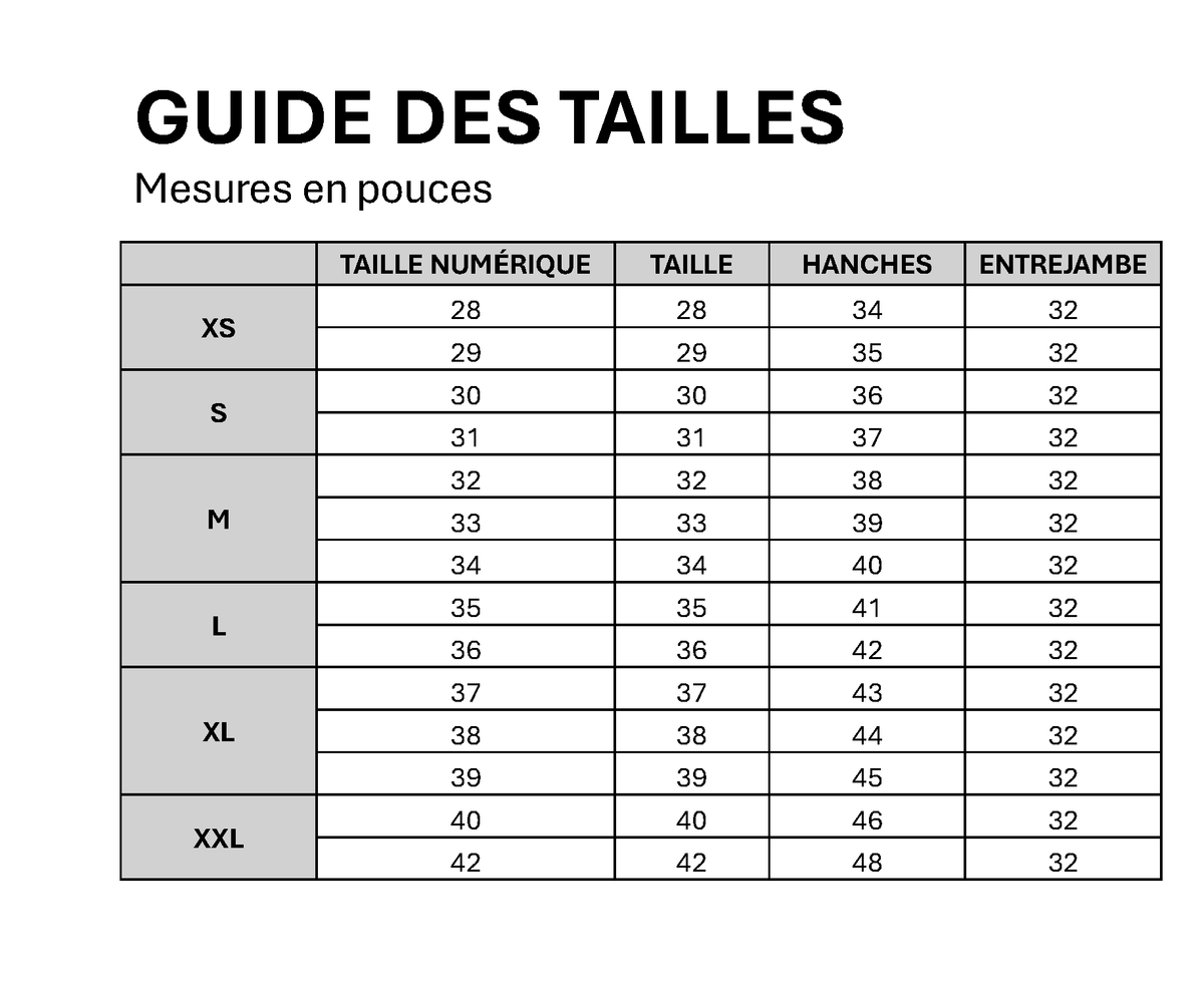 Guide des tailles