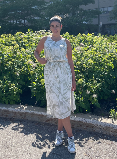 Palm print online midi dress