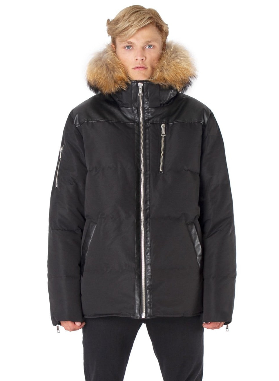 OXFORD | PREMIUM DOWN-FILLED HOODED OXFORD TASLAN JACKET WITH NATURAL RACCOON FUR ||OXFORD | PREMIUM BLACK LABEL AVEC FOURRURE DE RATON LAVEUR