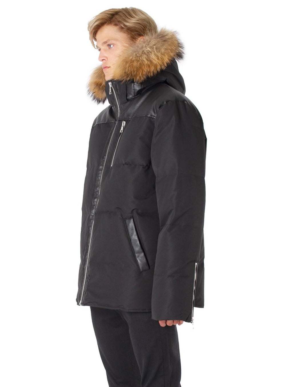 OXFORD | PREMIUM DOWN-FILLED HOODED OXFORD TASLAN JACKET WITH NATURAL RACCOON FUR ||OXFORD | PREMIUM BLACK LABEL AVEC FOURRURE DE RATON LAVEUR