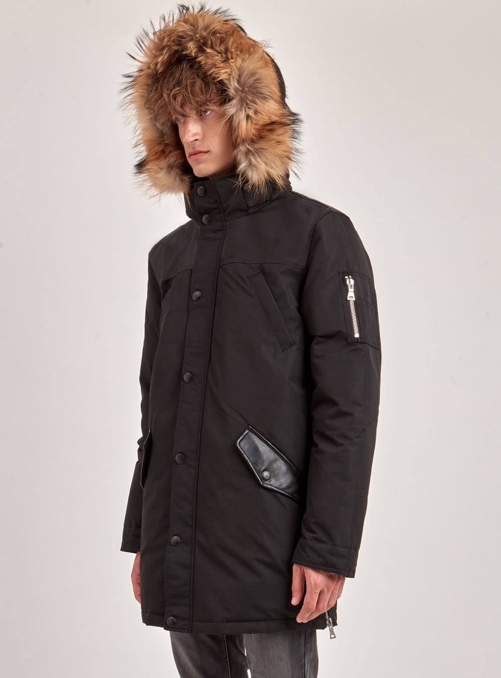 XAVIER | BLACK LABEL PREMIUM DOWN RACCOON FUR TRIM JACKET (-40°C)-BLACK||XAVIER | MANTEAU BLACK LABEL PREMIUM EN DUVET À FOURRURE DE RATON (-40°C)-NOIR