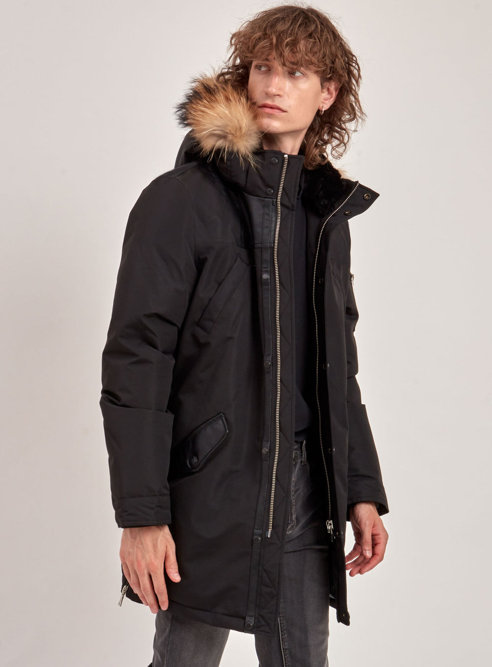 XAVIER | BLACK LABEL PREMIUM DOWN RACCOON FUR TRIM JACKET (-40°C)-BLACK||XAVIER | MANTEAU BLACK LABEL PREMIUM EN DUVET À FOURRURE DE RATON (-40°C)-NOIR