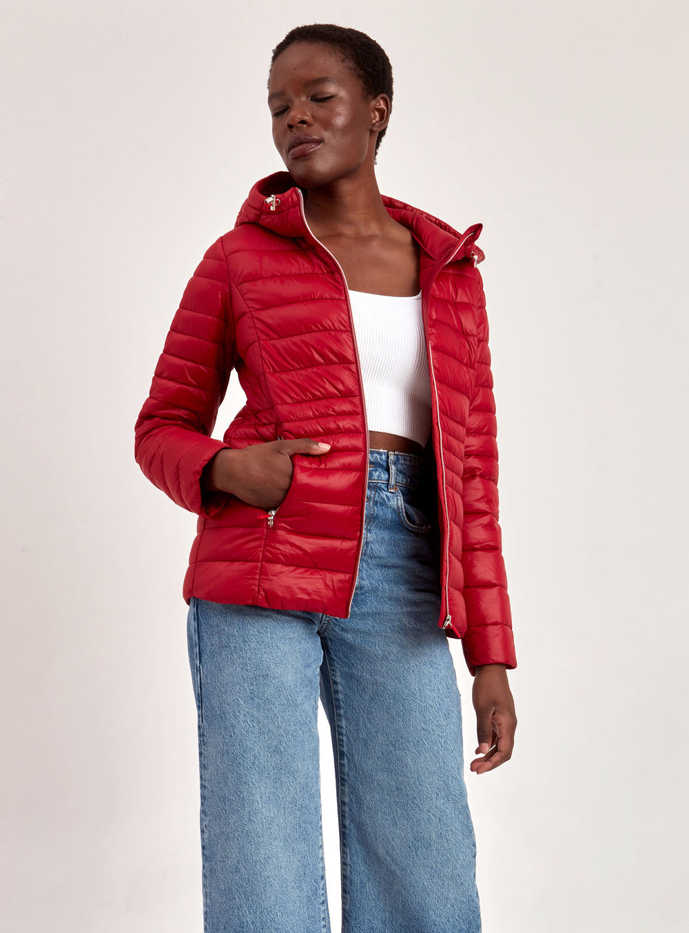 HOODED ULTRALIGHT PACKABLE JACKET-RED