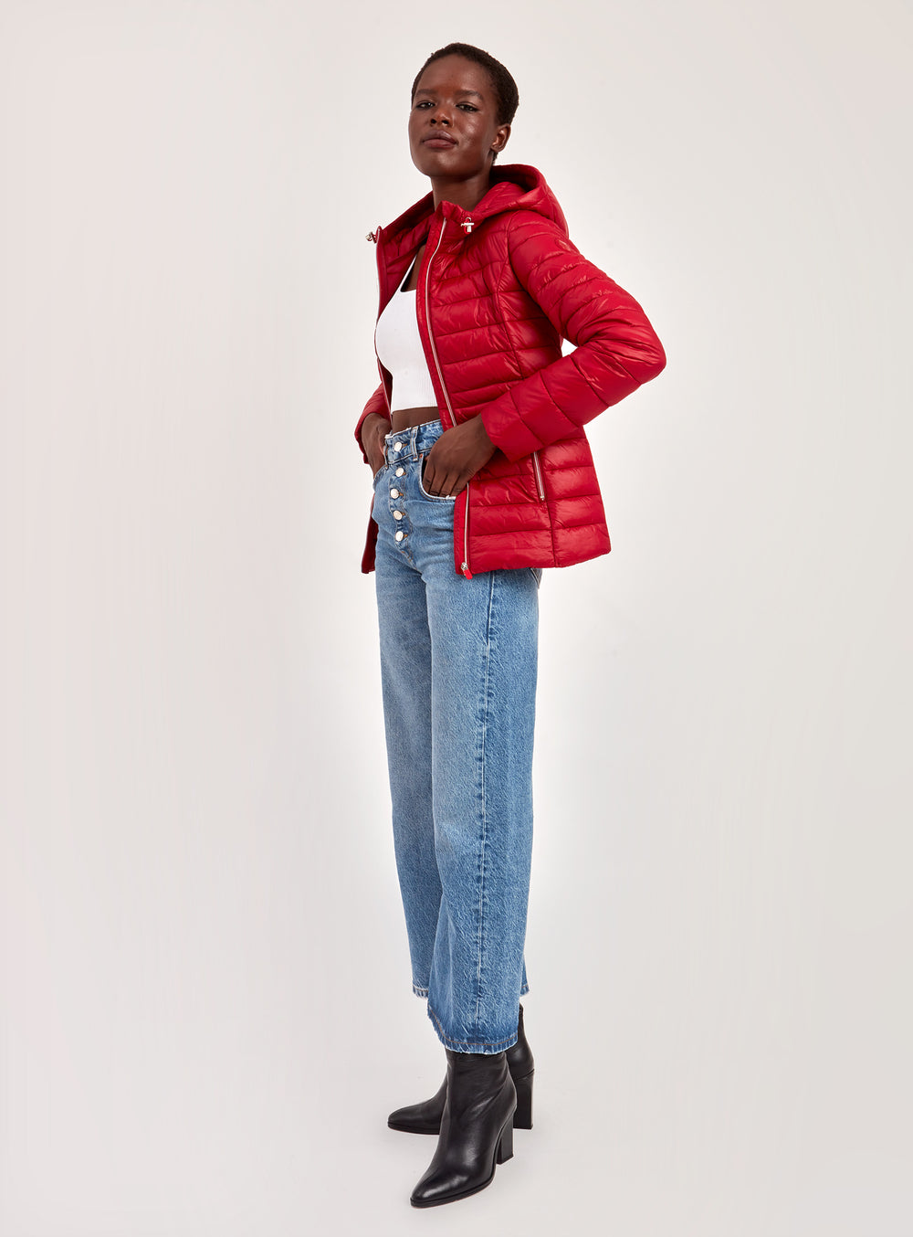 HOODED ULTRALIGHT PACKABLE JACKET-RED