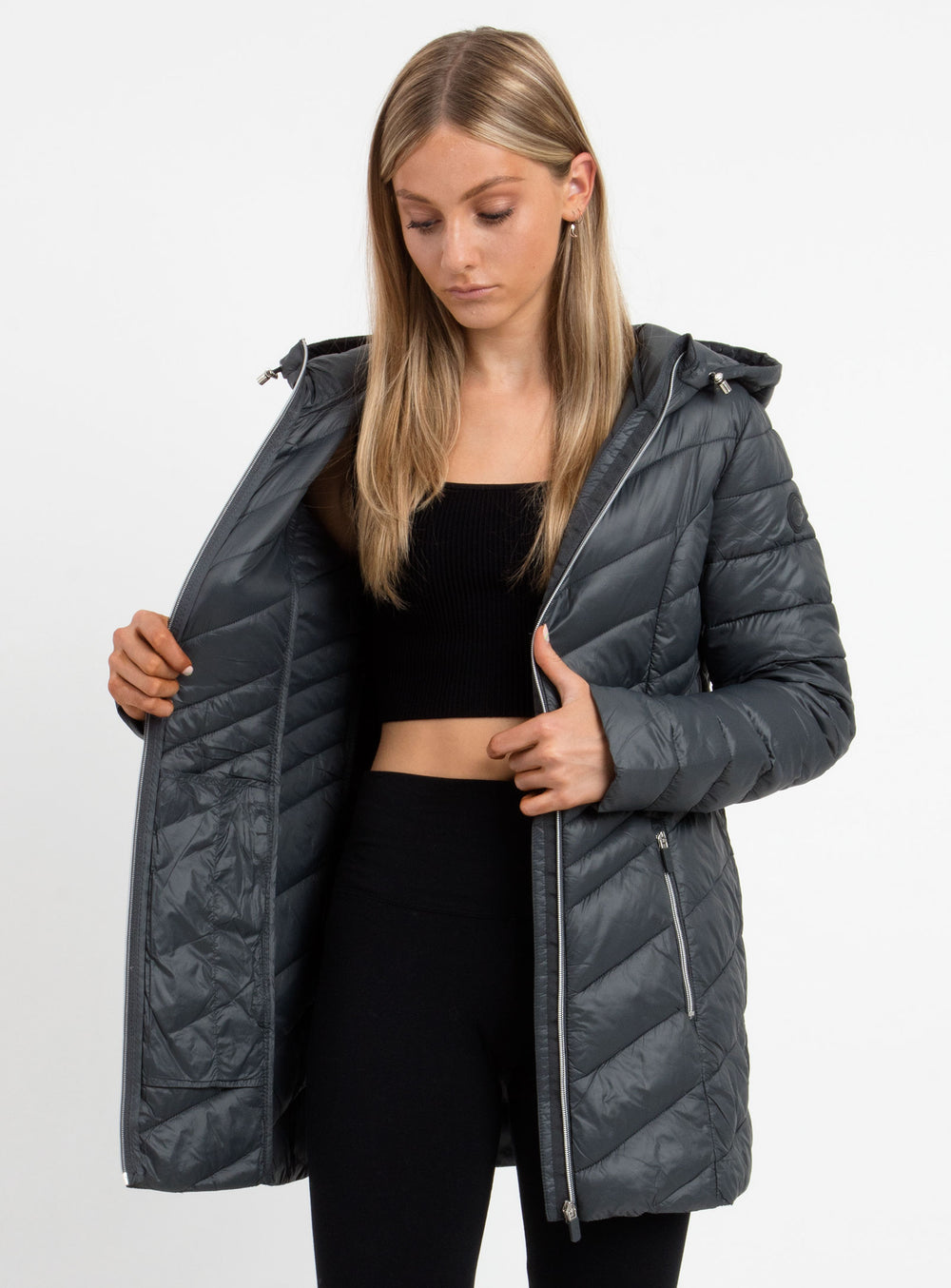MARTEL | LONG PACKABLE ULTRALIGHT JACKET-FOG||MARTEL | MANTEAU LONG COMPRESSIBLE ULTRALÉGER-VOLONTÉ