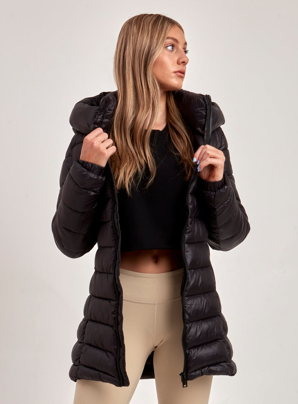 CLAUDIA | LONG MID-WEIGHT PUFFER COAT-BLACK||CLAUDIA | MANTEAU PUFFER LONG POIDS MOYEN-NOIR