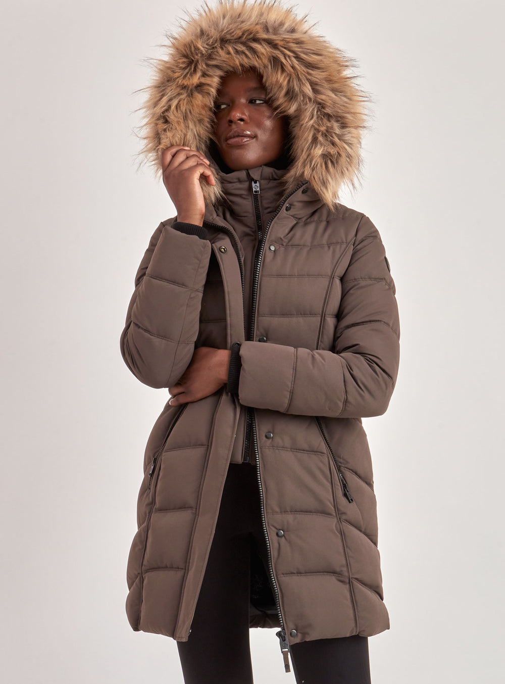 PAMELA | PARKA JACKET HOODED FAUX-FUR TRIM (-35°C)-MOCHA||PAMELA | MANTEAU À CAPUCHE FAUSSE-FOURRURE (-35°C)-MOKA