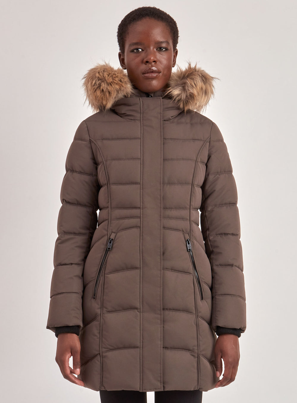 PAMELA | PARKA JACKET HOODED FAUX-FUR TRIM (-35°C)-MOCHA||PAMELA | MANTEAU À CAPUCHE FAUSSE-FOURRURE (-35°C)-MOKA
