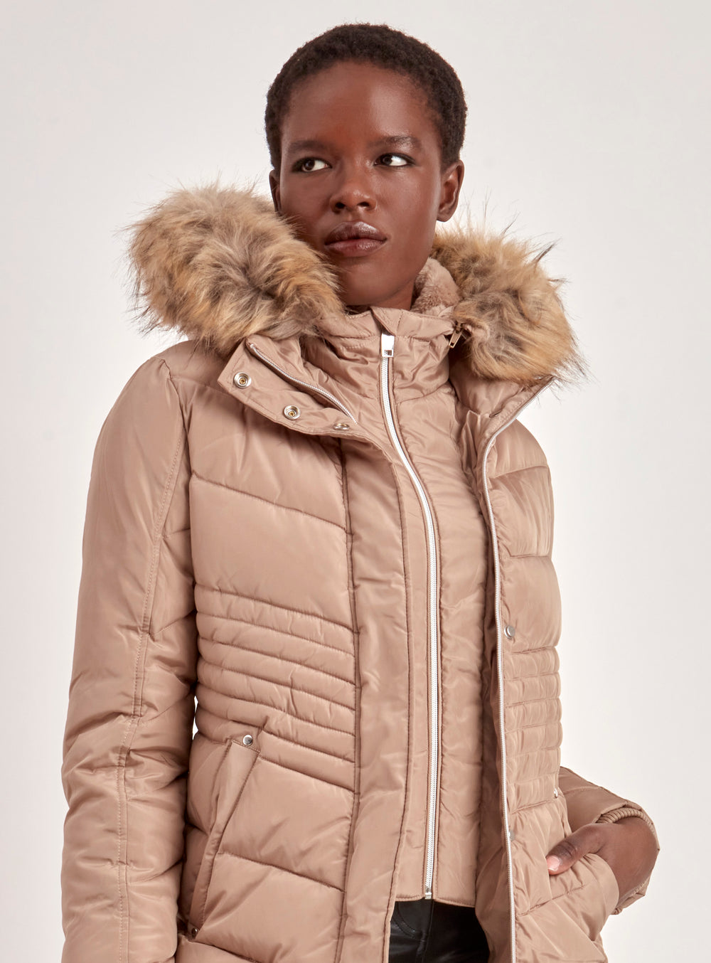 QUILTED JACKET-LATTE