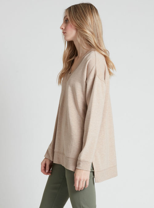 CINDY | V-neck long sleeve side slit sweatshirt – Point Zero Canada