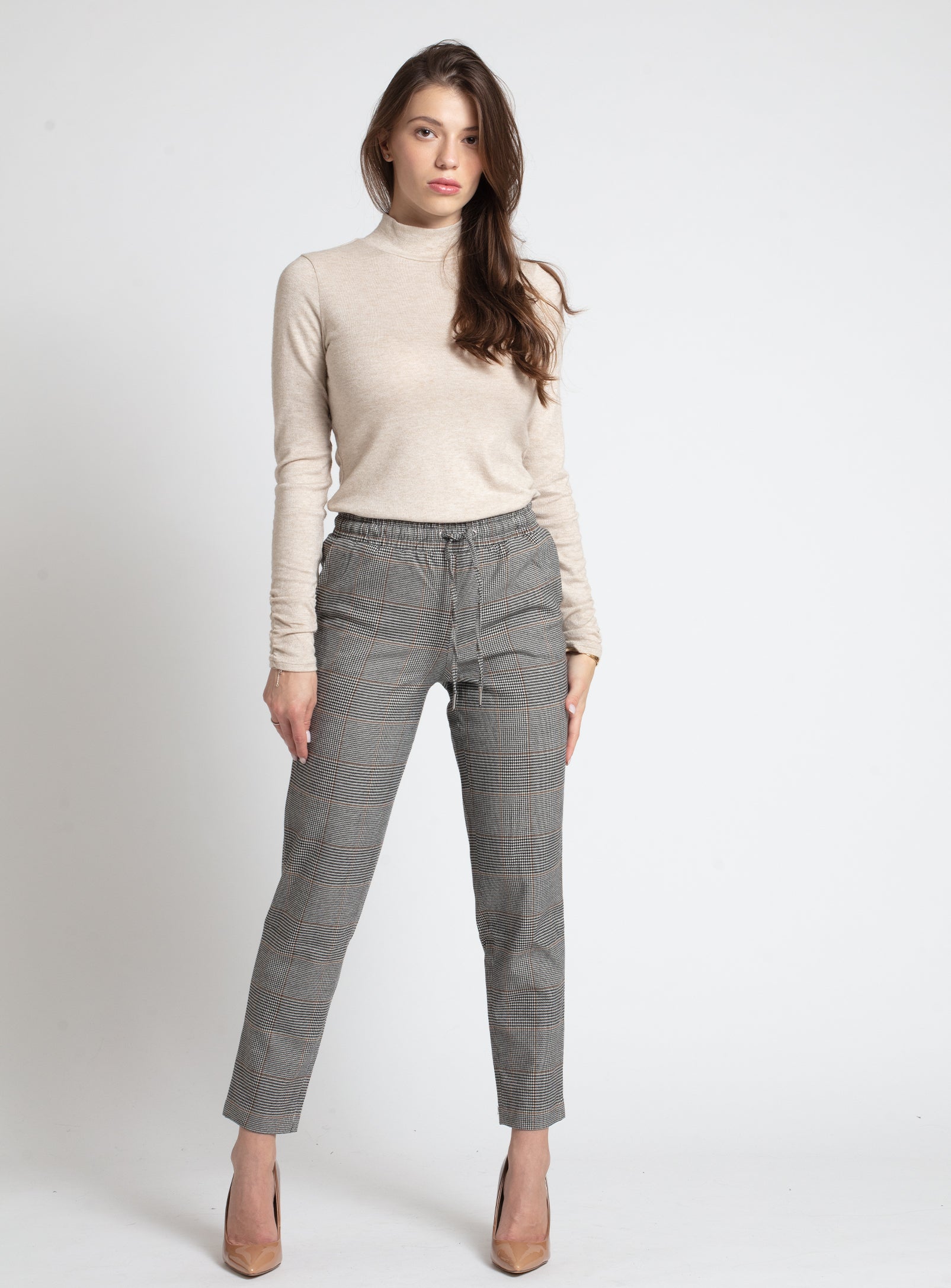 GINA | Drawstring waist ankle length check pant