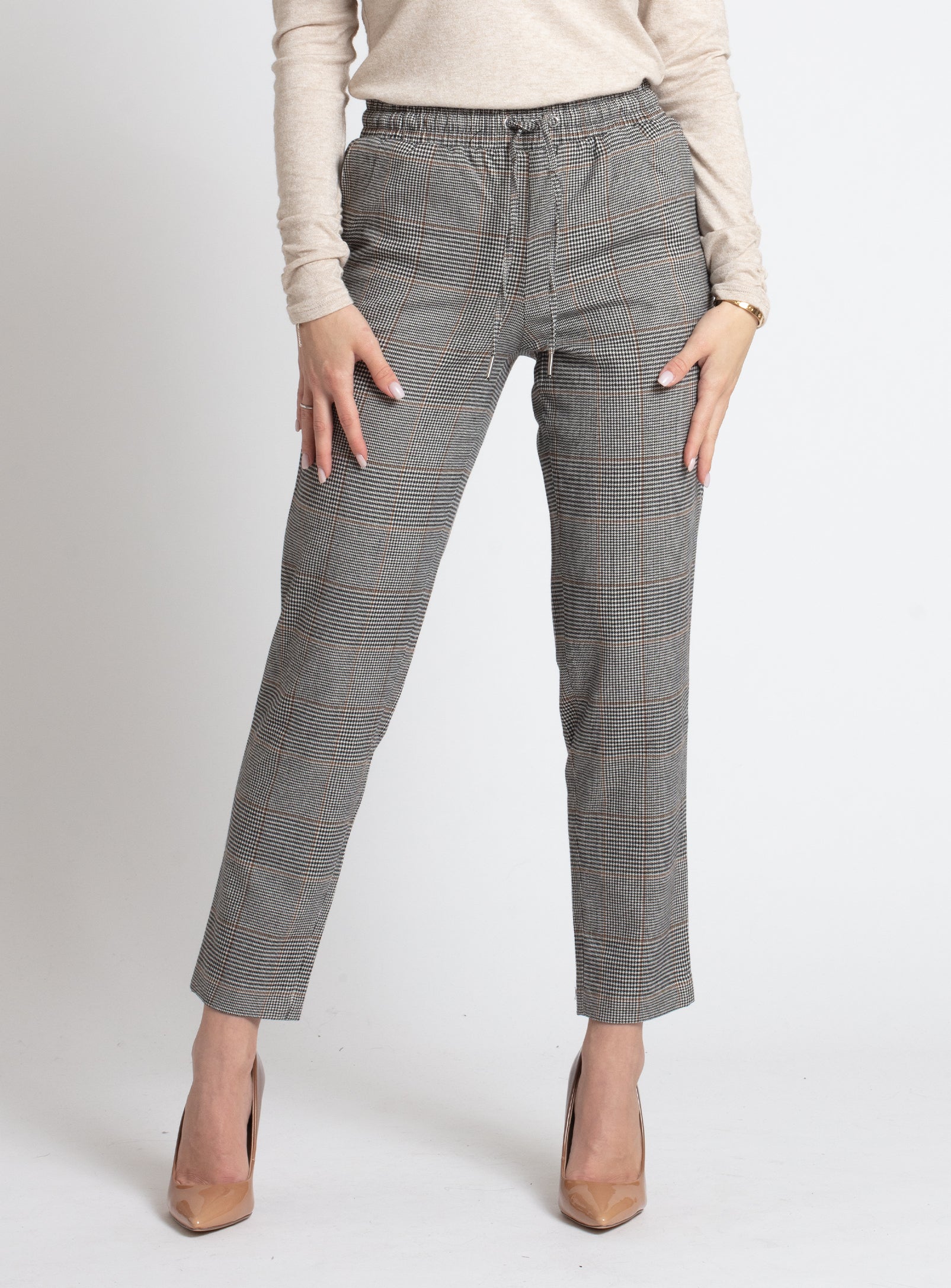GINA | Drawstring waist ankle length check pant