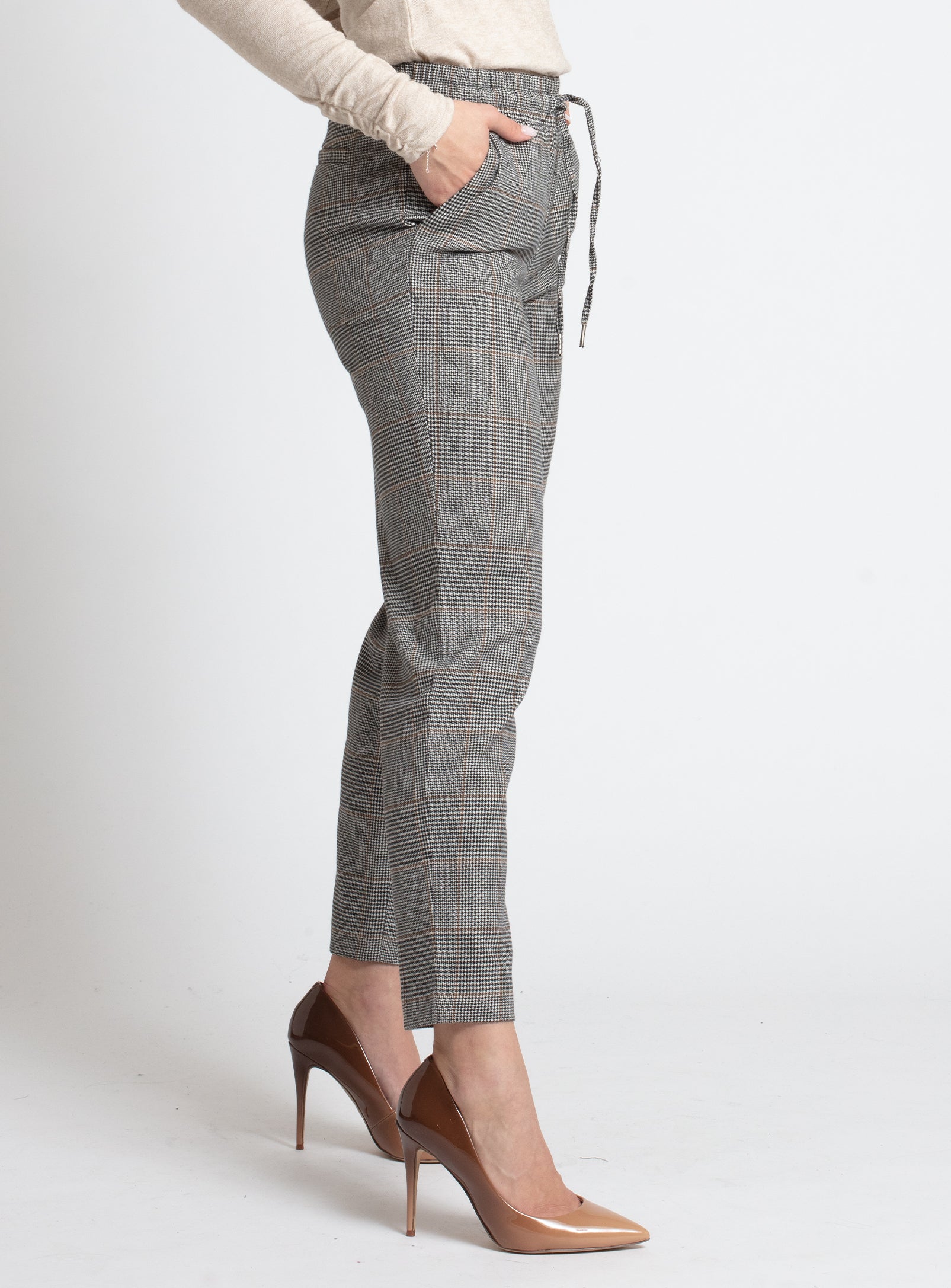 GINA | Drawstring waist ankle length check pant