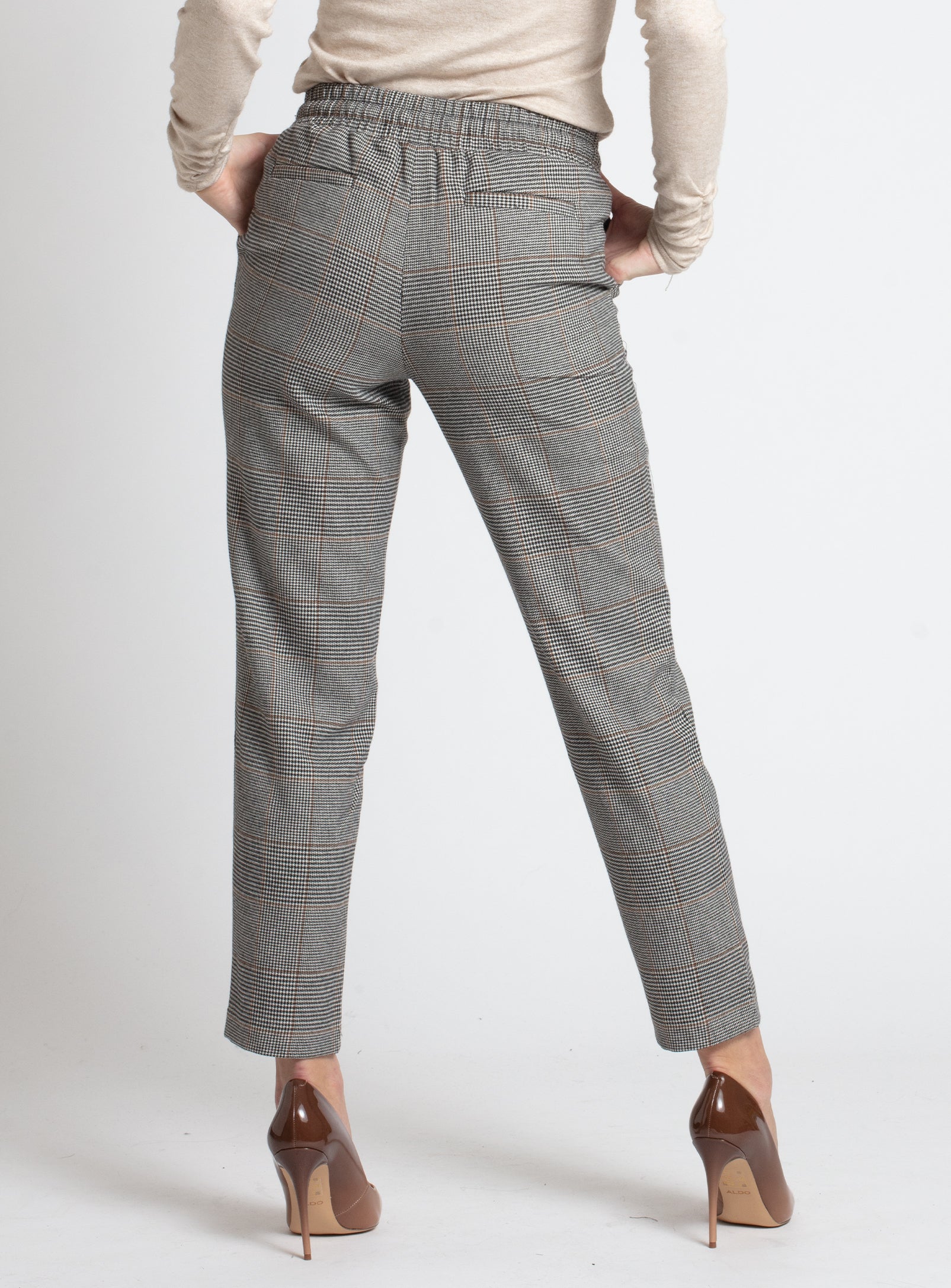 GINA | Drawstring waist ankle length check pant