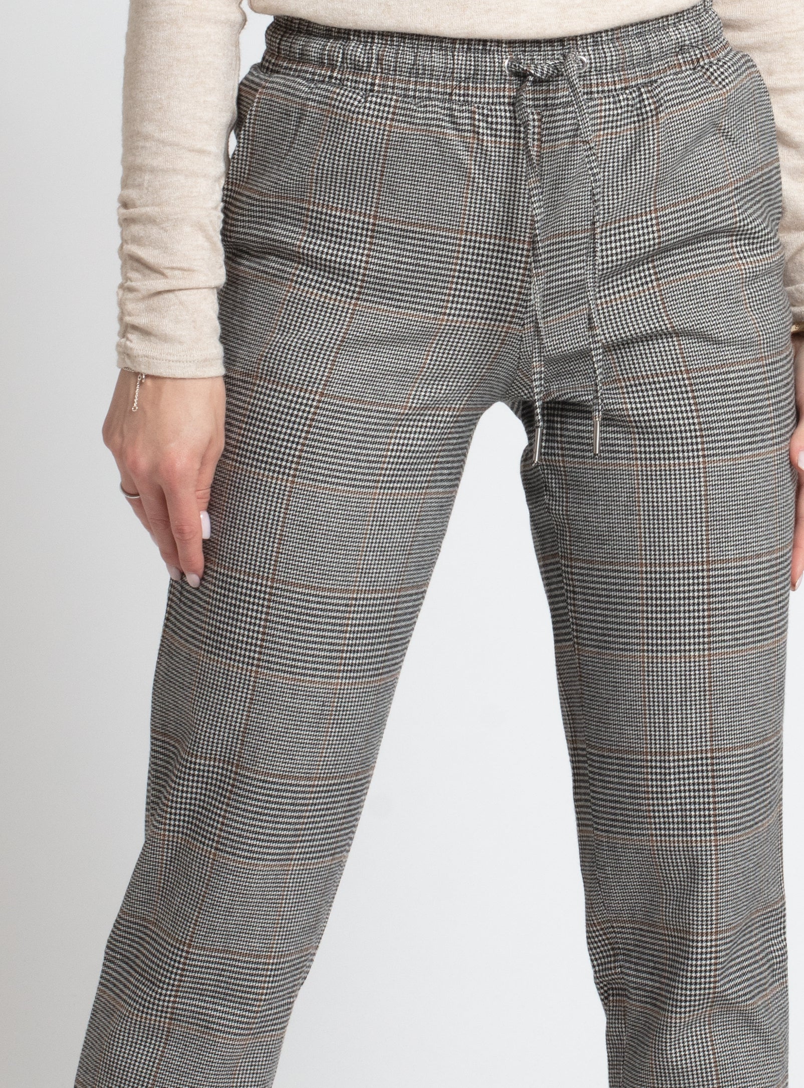 GINA | Drawstring waist ankle length check pant