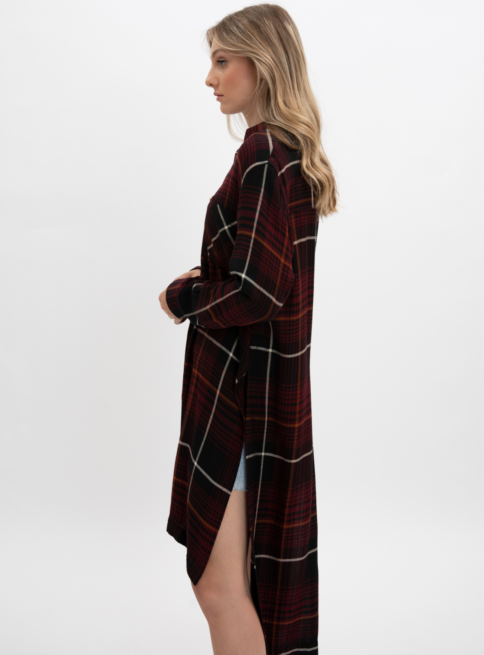 SAMMY | Long asymetric plaid shirt