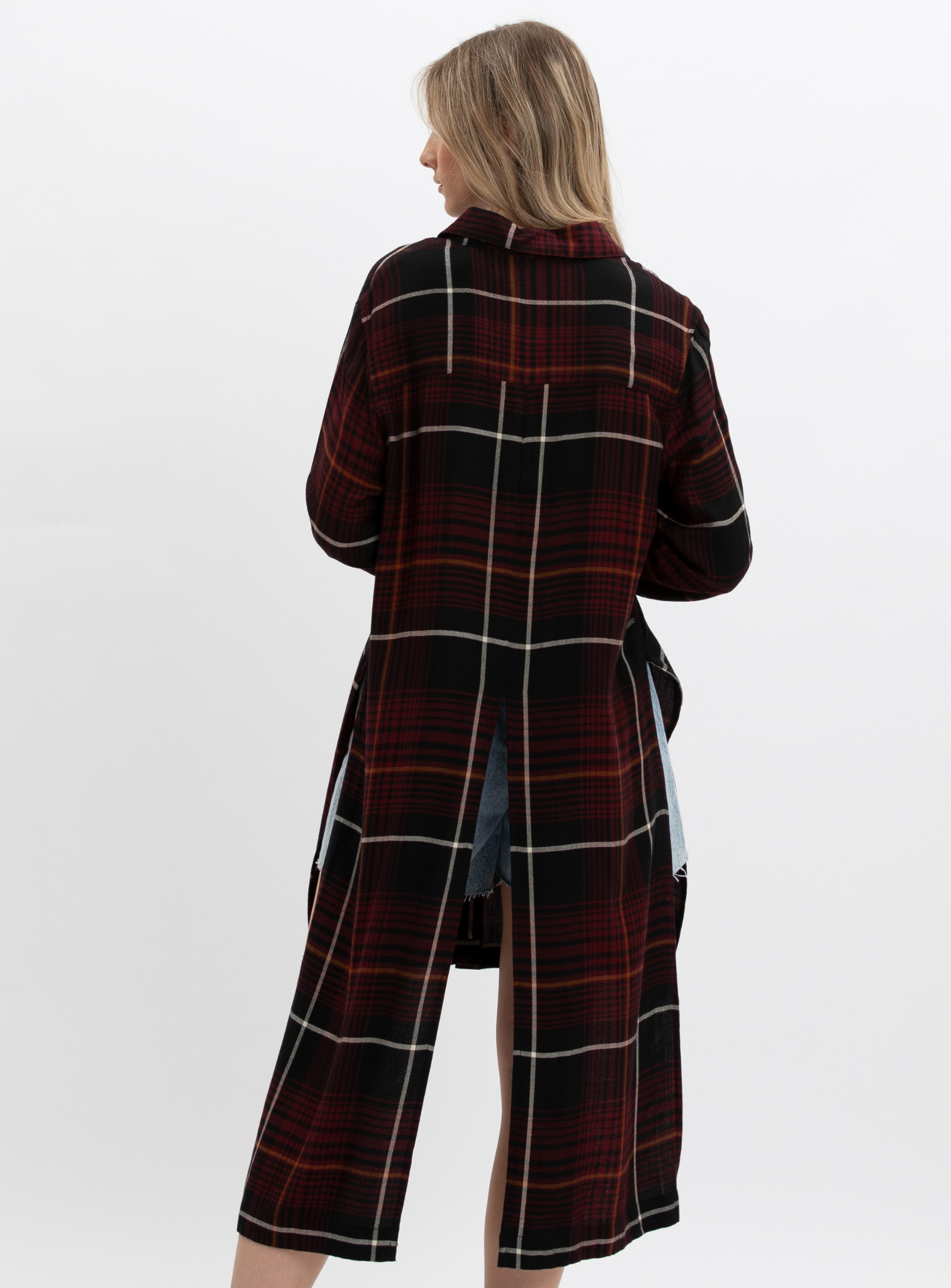SAMMY | Long asymetric plaid shirt