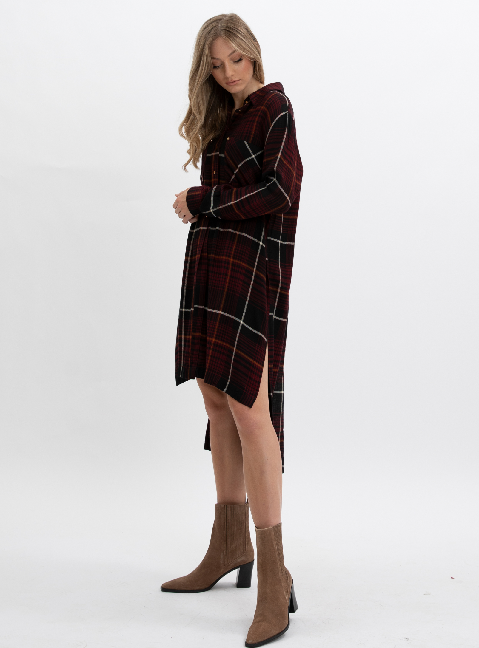 SAMMY | Long asymetric plaid shirt