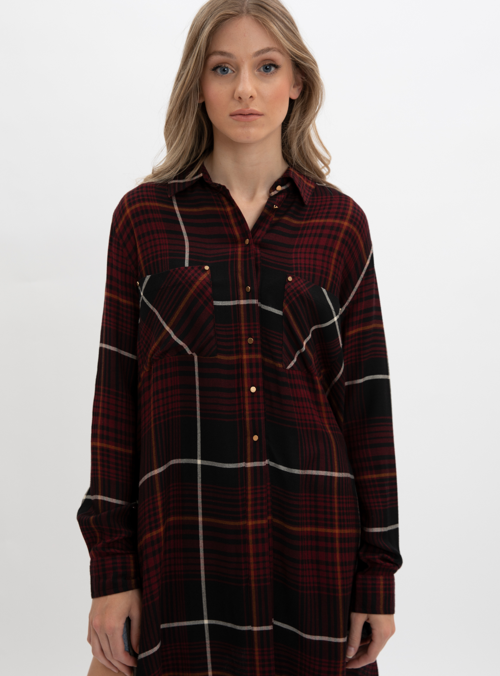 SAMMY | Long asymetric plaid shirt