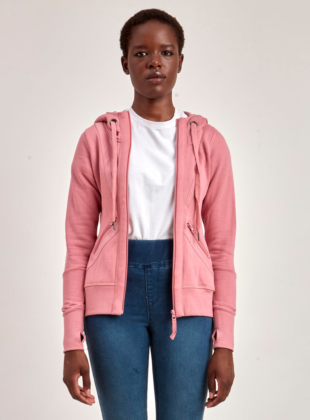 ZINA | ZIP UP PINK HOODIE