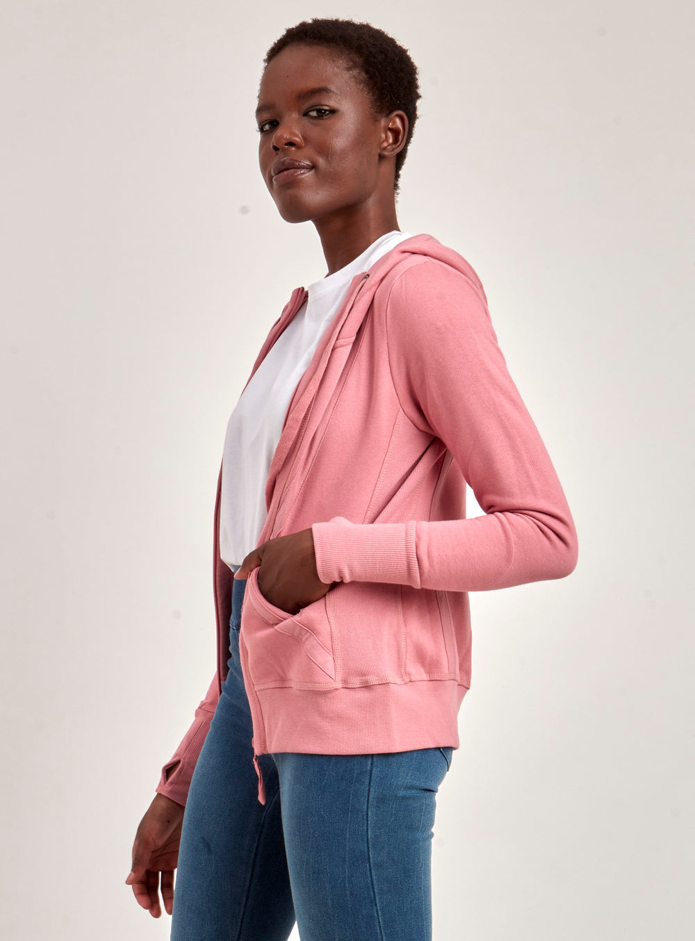 ZINA | ZIP UP PINK HOODIE