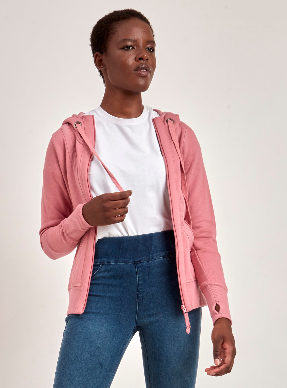ZINA | ZIP UP PINK HOODIE