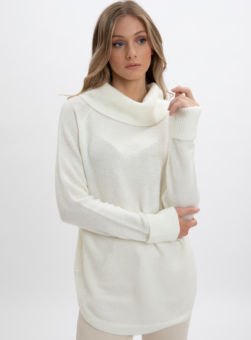 JANYN Raglan sleeve cowl neck round hem sweater Point Zero